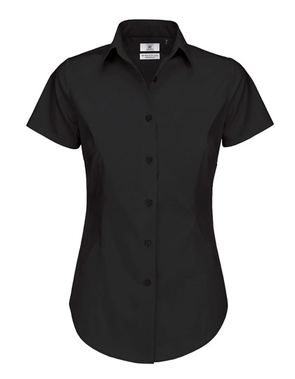 B&C Women´s Poplin Shirt Black Tie Short Sleeve BCSWP24